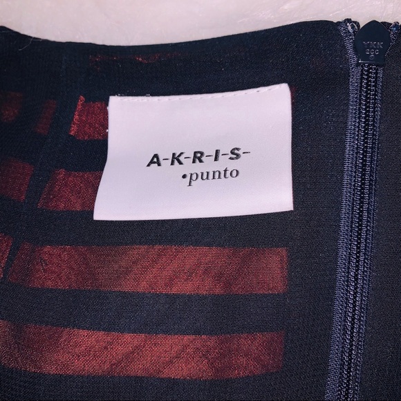 Akris Punto Sleevless Navy & Rust Stripe Dress - Picture 6 of 8